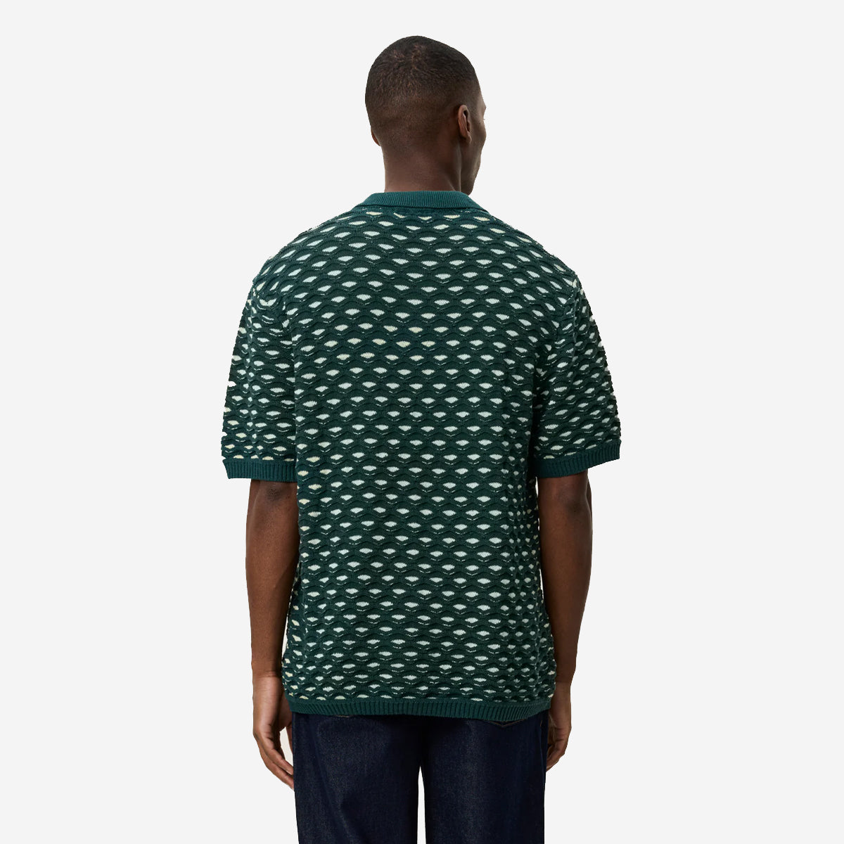 Esmay Shell Knitted Polo - Sea Moss Green