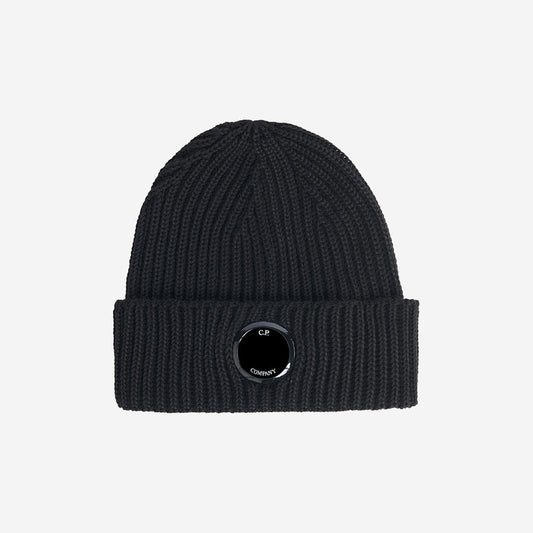 Extra Fine Merino Wool Lens Beanie - Black