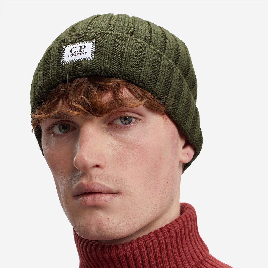 C.P. Company - Extra Fine Merino Wool Logo Beanie - Ivy Green