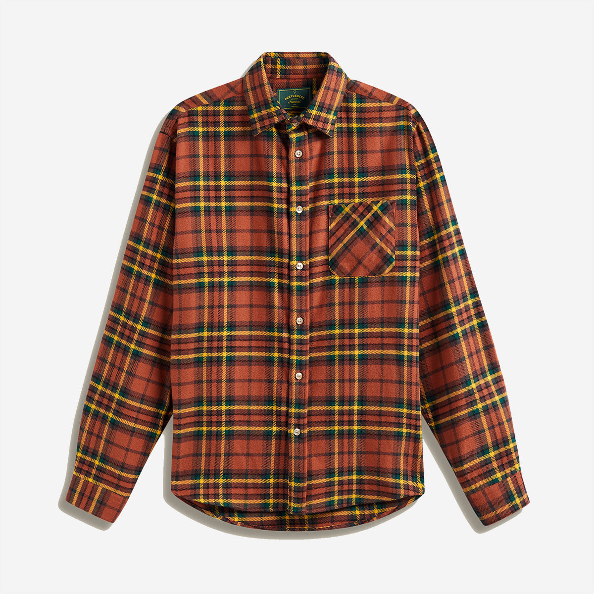 Farol Plaid Flannel Shirt - Rust/Yellow