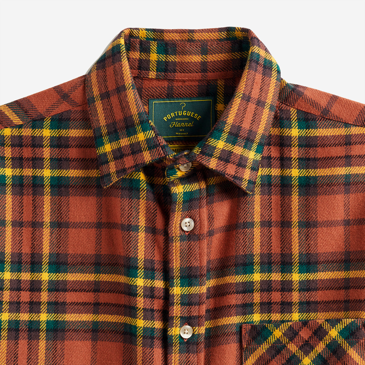 Farol Plaid Flannel Shirt - Rust/Yellow