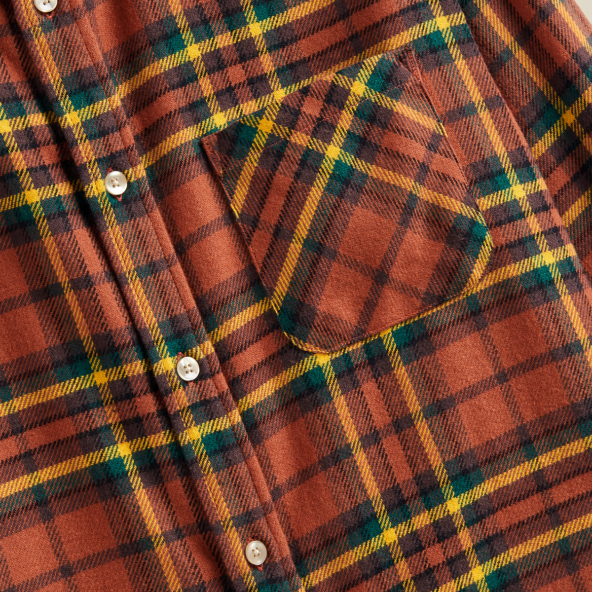 Farol Plaid Flannel Shirt - Rust/Yellow