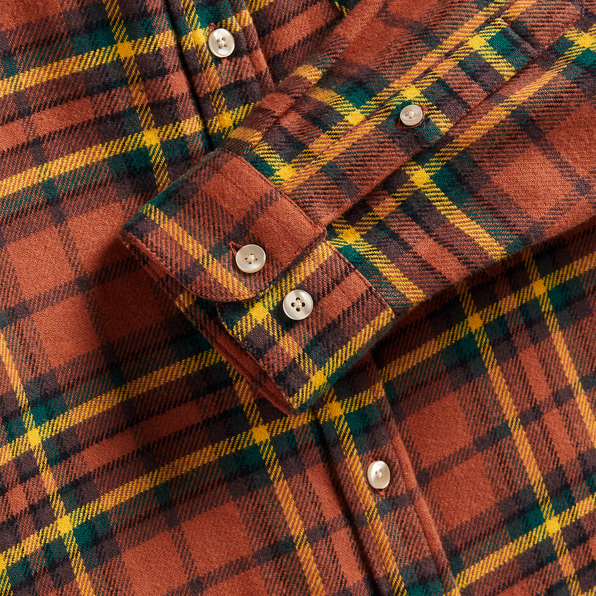 Farol Plaid Flannel Shirt - Rust/Yellow