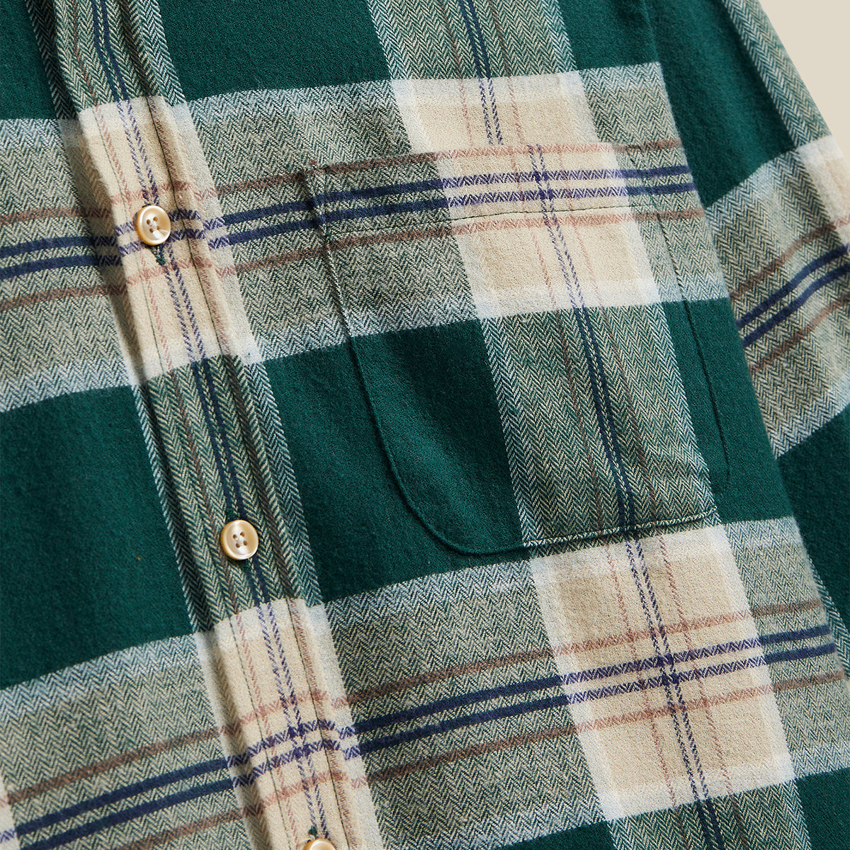 Fence Plaid Flannel Shirt - Green/Cream