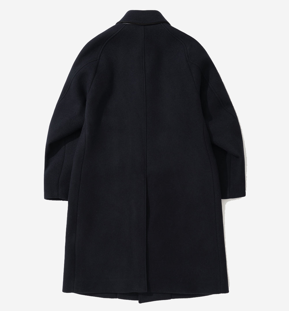 FM Felted Wool Balmacaan Coat - Navy