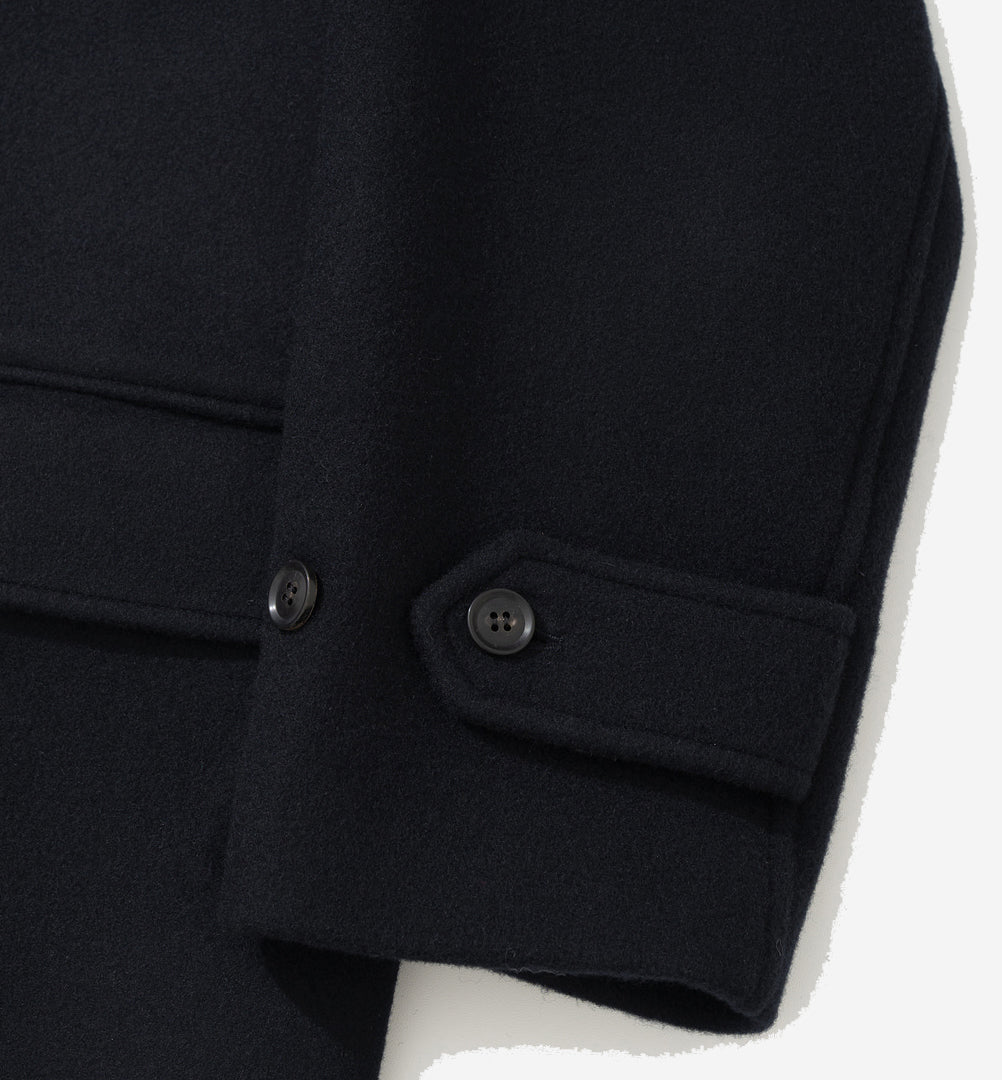 FM Felted Wool Balmacaan Coat - Navy