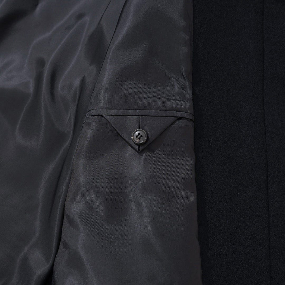 FM Felted Wool Balmacaan Coat - Navy