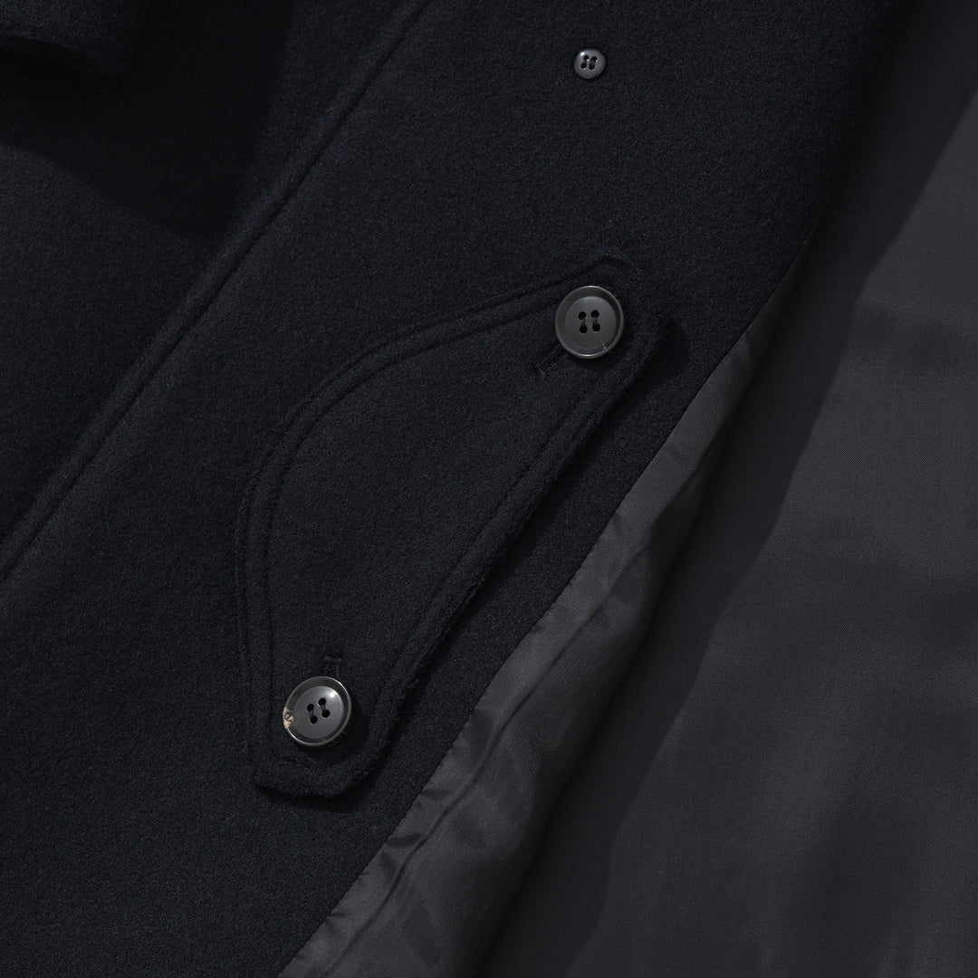 FM Felted Wool Balmacaan Coat - Navy