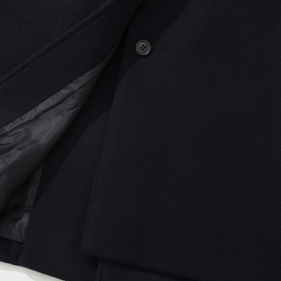 FM Felted Wool Balmacaan Coat - Navy