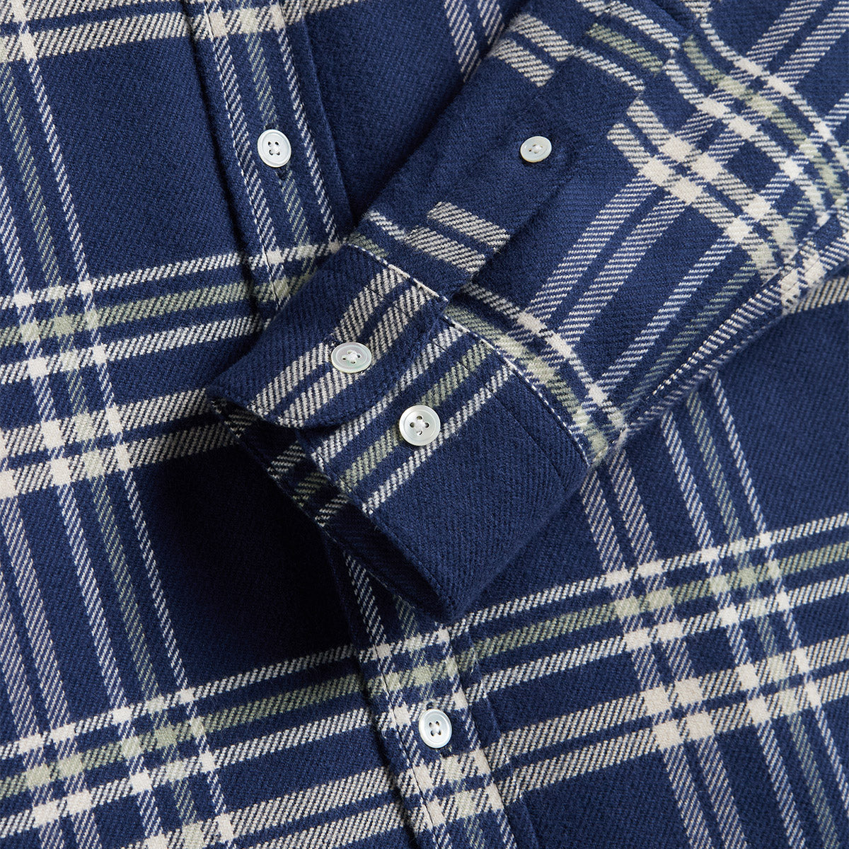 Front Plaid Flannel Shirt - Blue