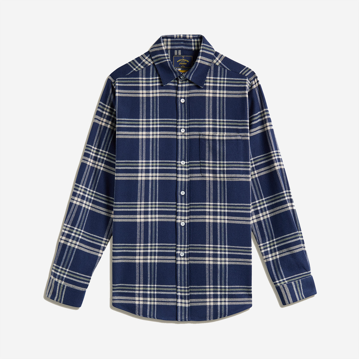 Front Plaid Flannel Shirt - Blue