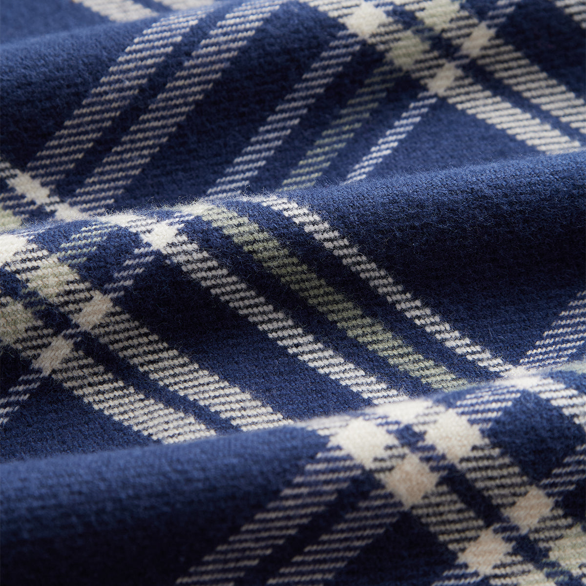 Front Plaid Flannel Shirt - Blue