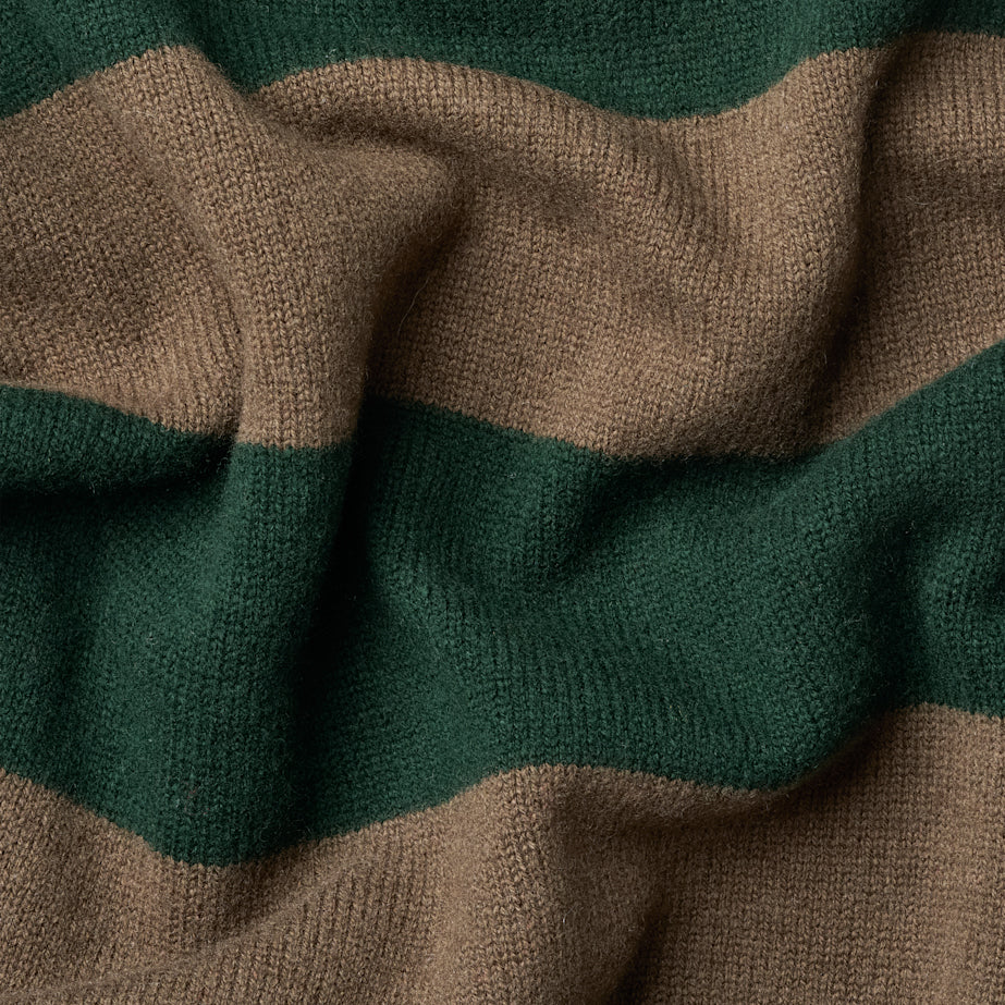 Frost Stripe Wool Knit Polo - Deep Green