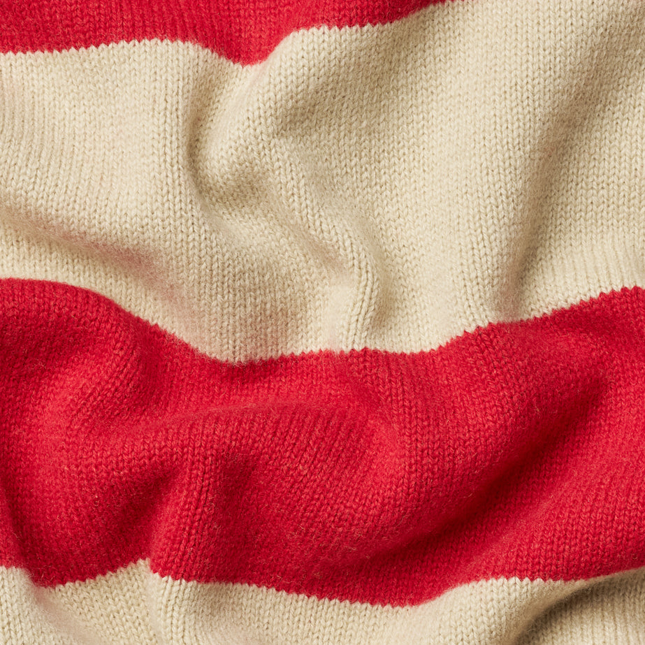Frost Stripe Wool Knit Polo - Red