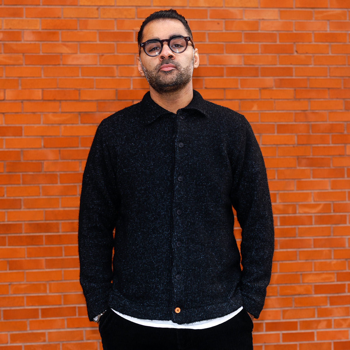 10 YEAR - Brewer Wool Knitted Cardigan - Grey Fleck