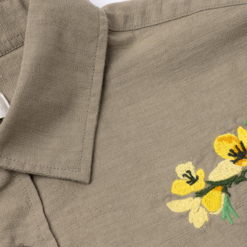 Ferness Oversized Slub Shirt - Sage Floral