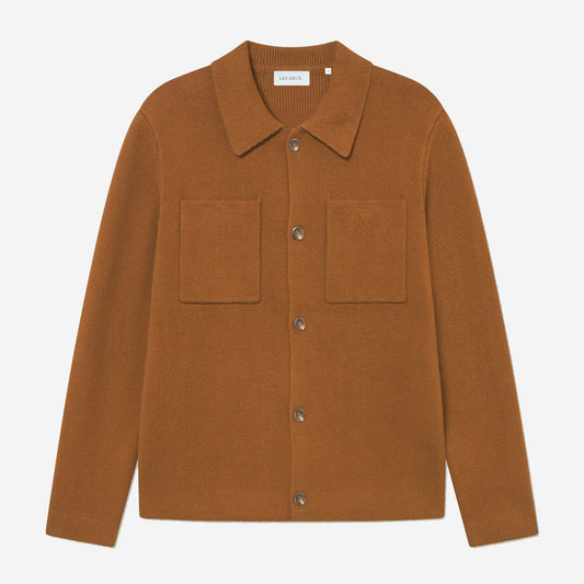 Fischer Cotton Milano Knit Overshirt - Monk's Robe (Tobacco)