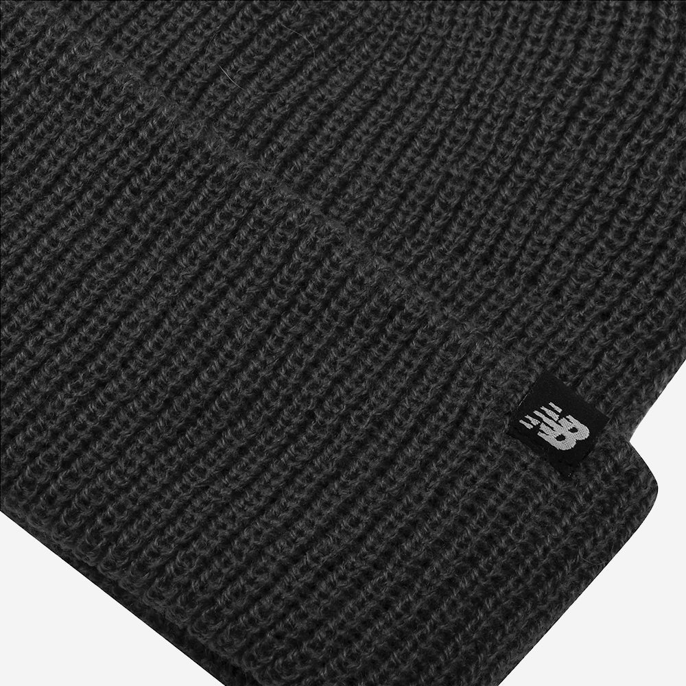 Fisherman Rib Knit Beanie - Black