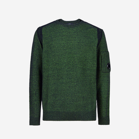 Fleece Knit Vanise Crew Sweater - Green