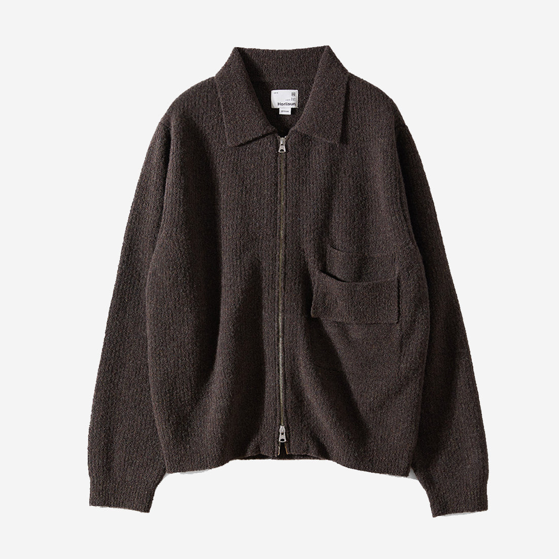 Forshey Boucle Zip Knit Cardigan - Brown