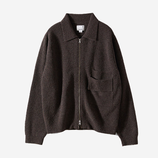 Forshey Boucle Zip Knit Cardigan - Brown