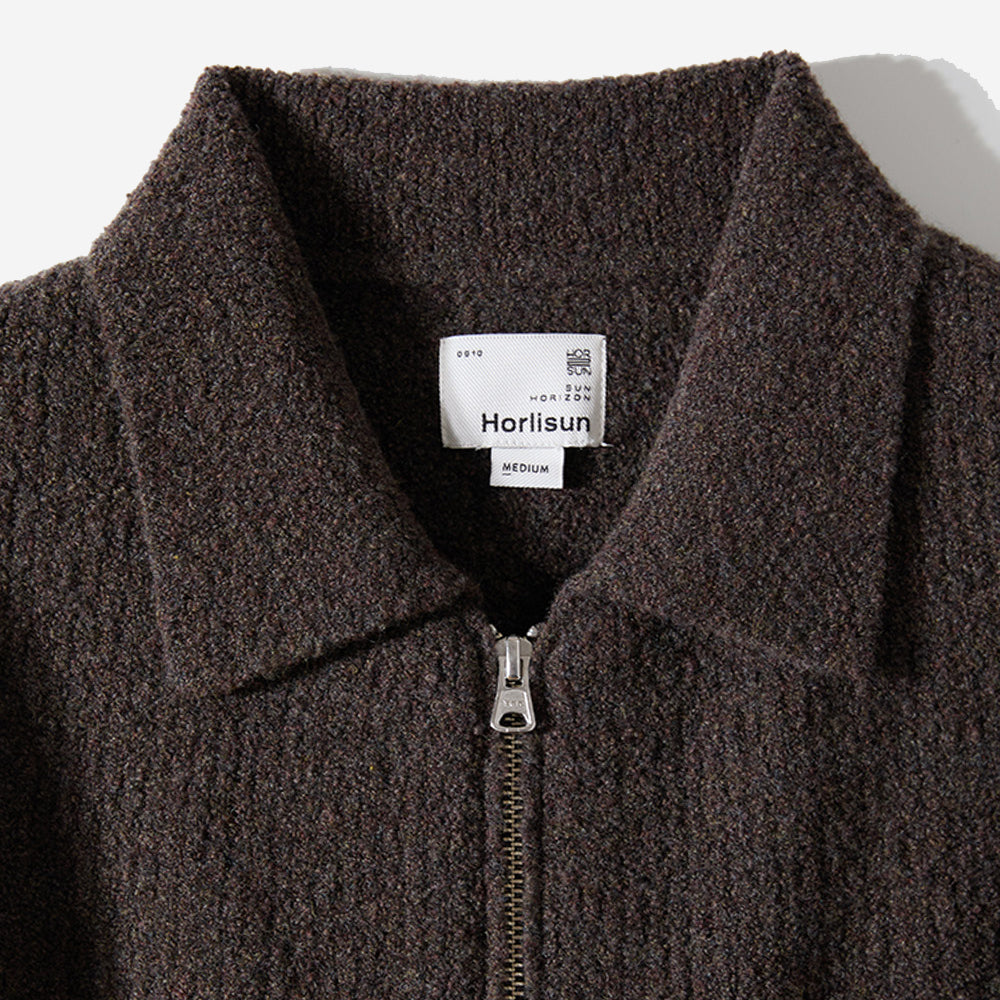 Forshey Boucle Zip Knit Cardigan - Brown