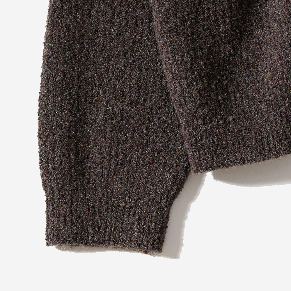 Forshey Boucle Zip Knit Cardigan - Brown