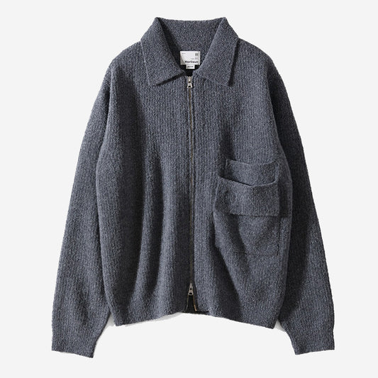 Forshey Boucle Zip Knit Cardigan - Charcoal Grey