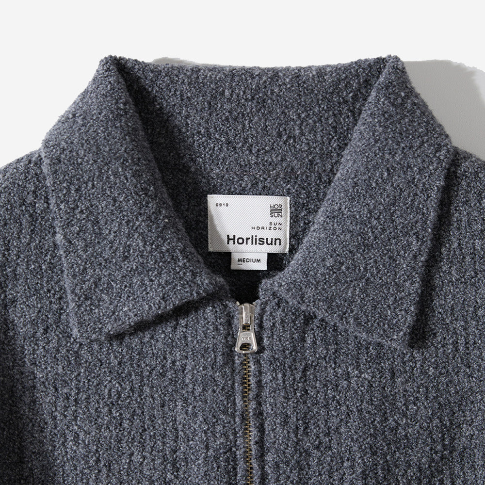 Forshey Boucle Zip Knit Cardigan - Charcoal Grey