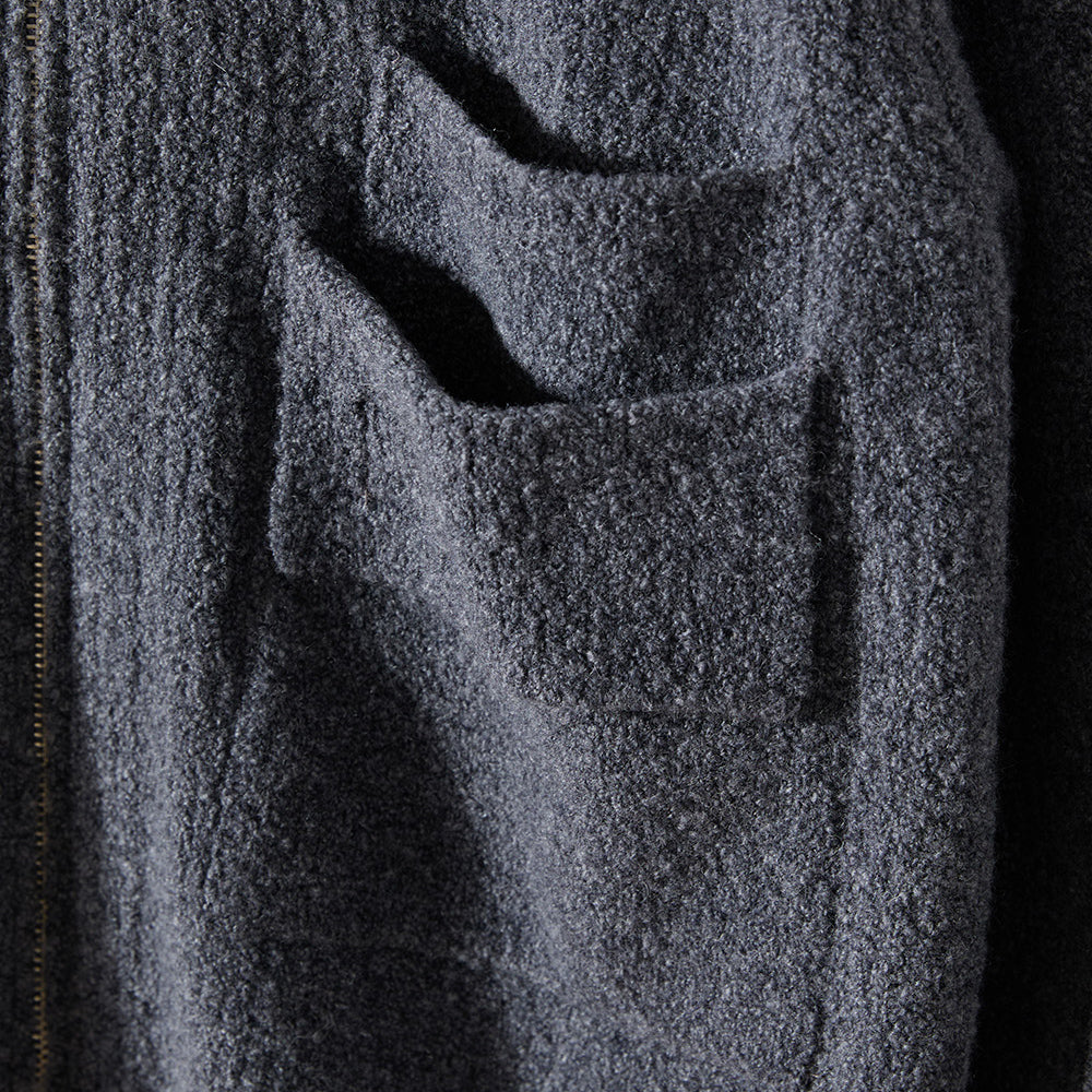 Forshey Boucle Zip Knit Cardigan - Charcoal Grey