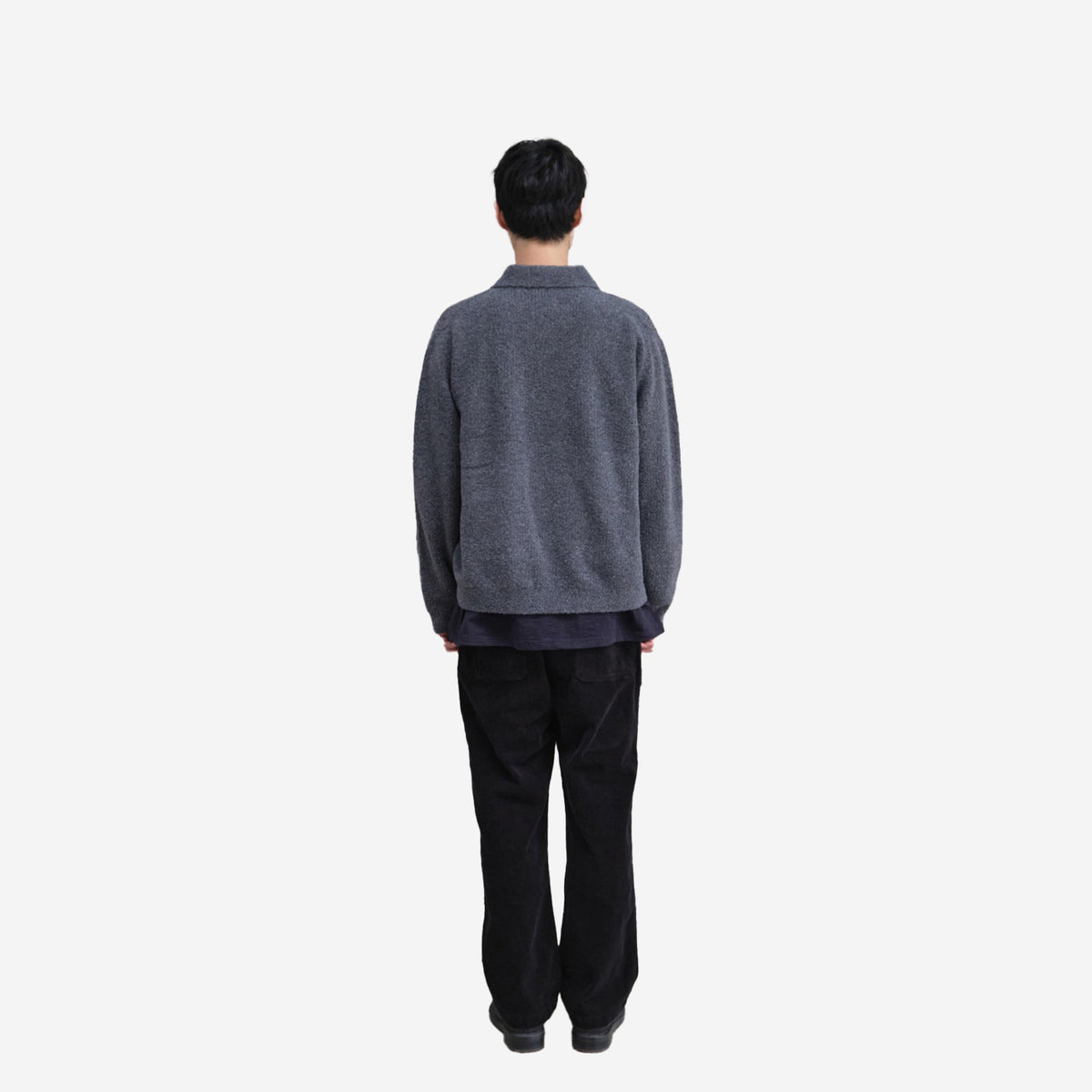 Forshey Boucle Zip Knit Cardigan - Charcoal Grey