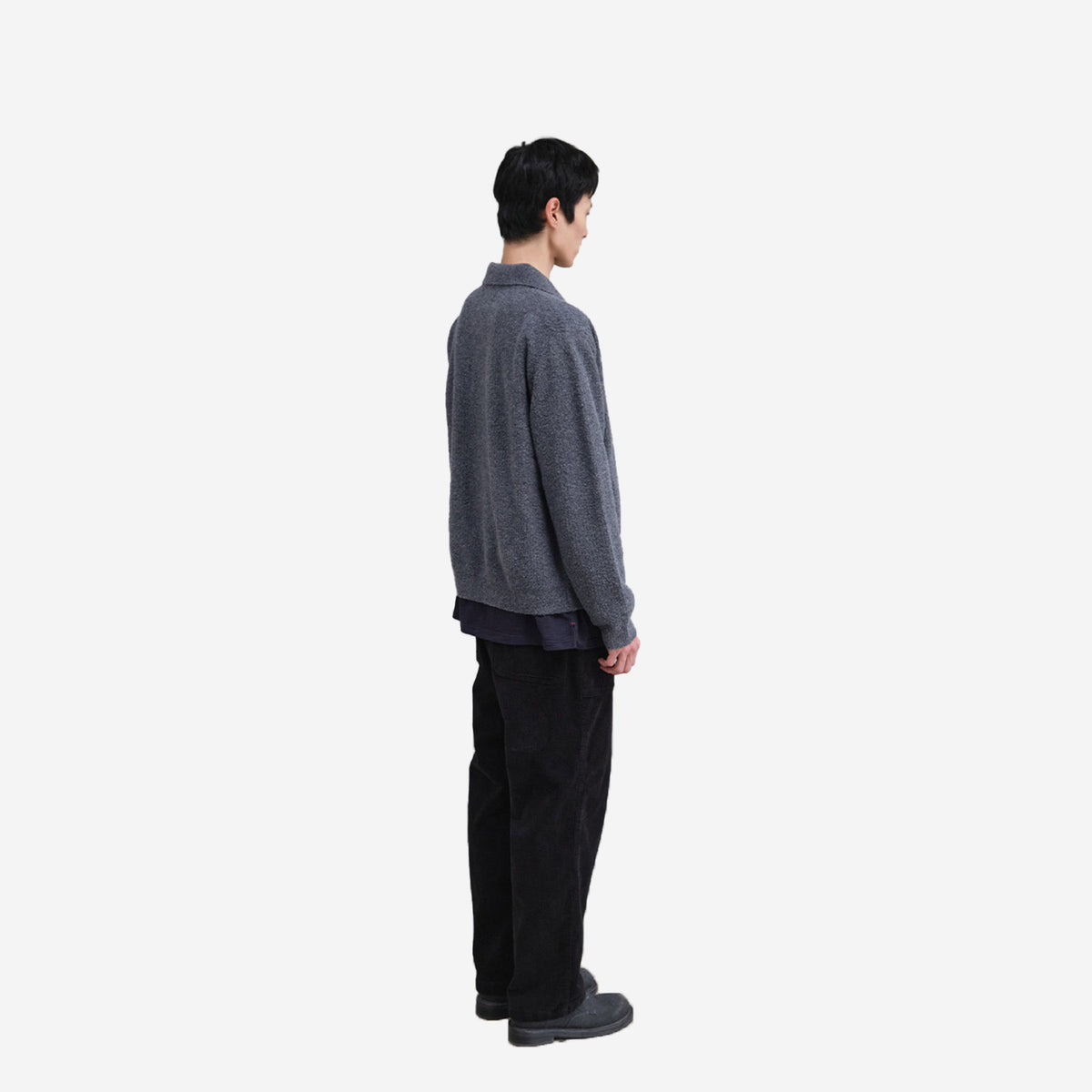 Forshey Boucle Zip Knit Cardigan - Charcoal Grey