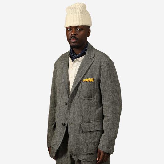 Freeport Herringbone Linen Wool Blazer - Charcoal