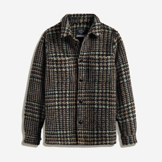 Gales Houndstooth Plaid Wool Overshirt - Black/Green