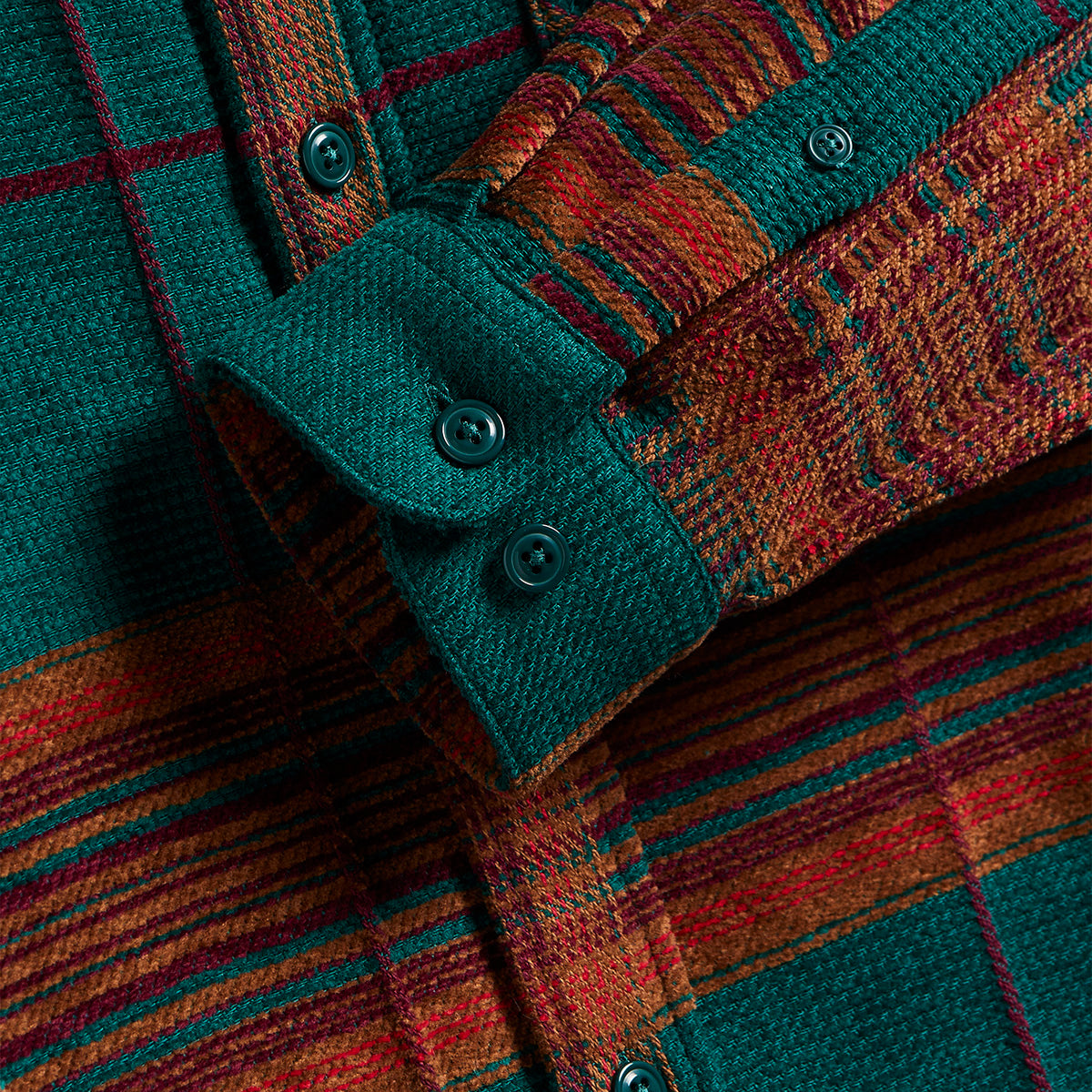 Genesis Big Plaid Flannel Shirt - Green/Burgundy