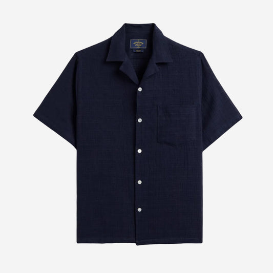 Grain Jacquard S/S Vacation Shirt - Navy