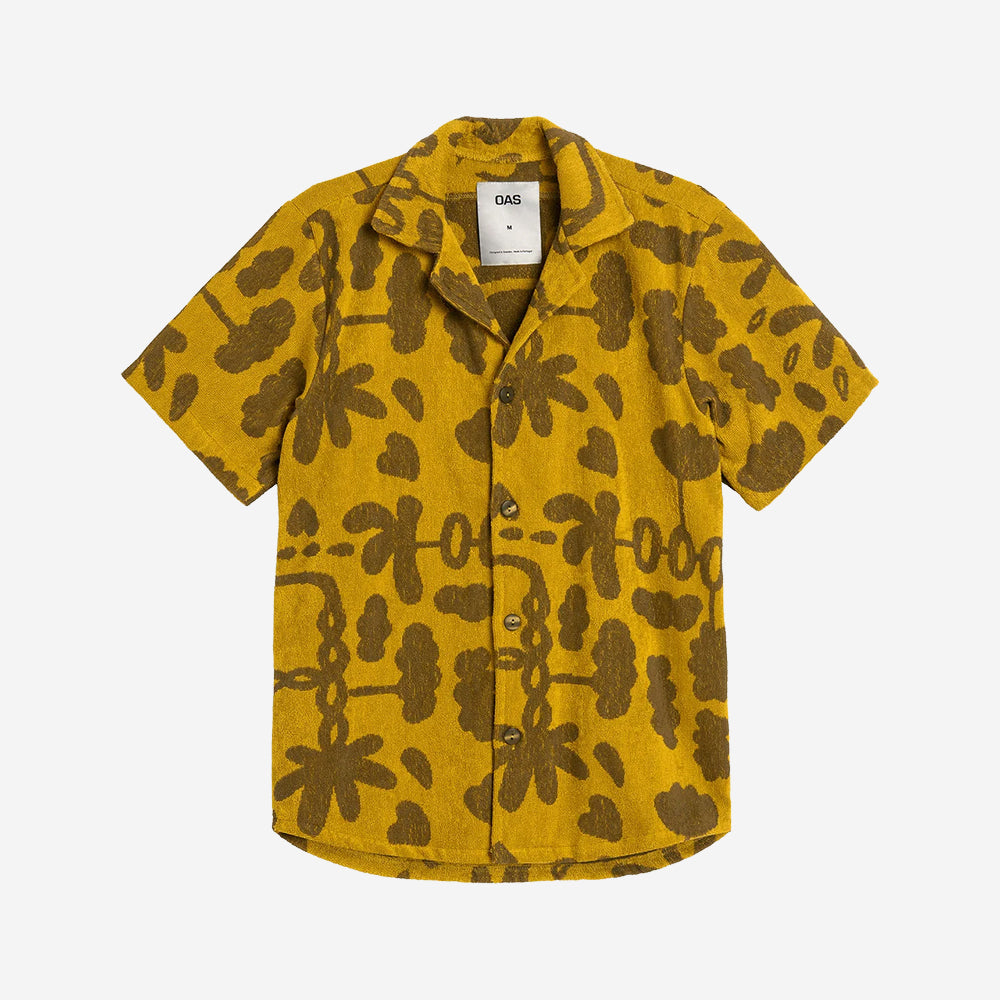 Galbanum Cuba Terry Jacquard Vacation Shirt - Mustard