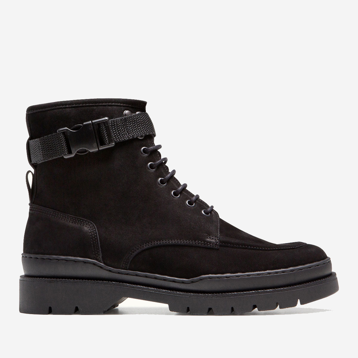Galon N Nubuck Leather Strap Boots - Black