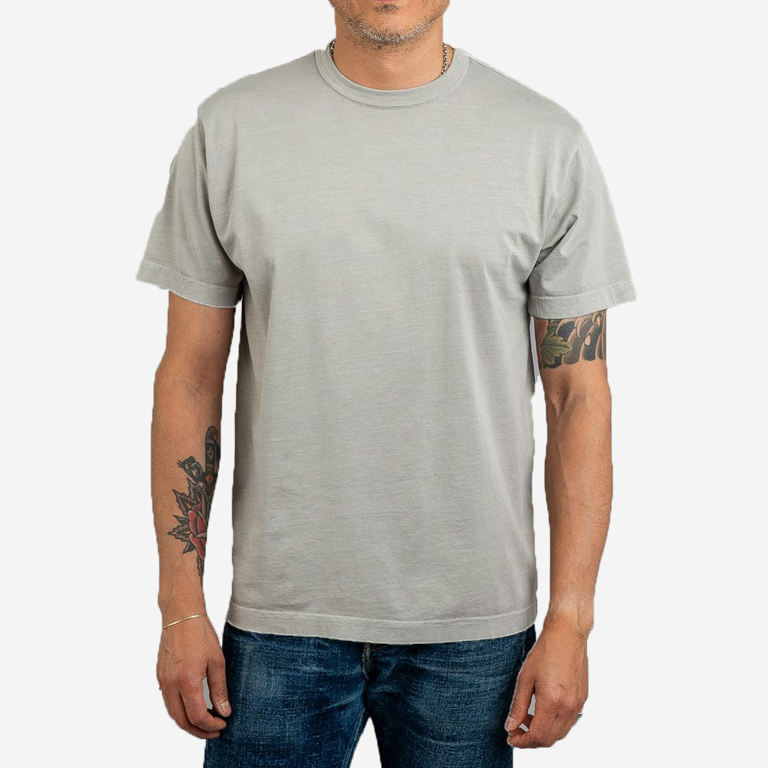 Garment Dyed Pima Cotton Plain T-Shirt - Ash