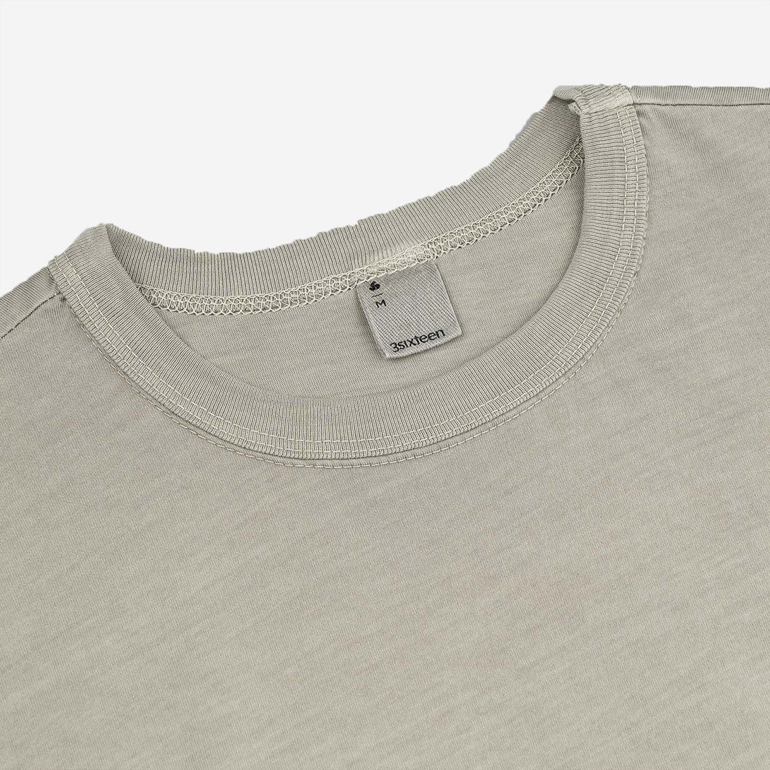 Garment Dyed Pima Cotton Plain T-Shirt - Ash