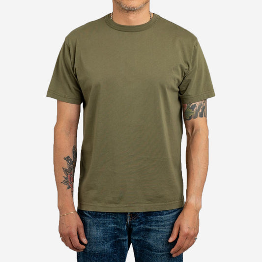 Garment Dyed Pima Cotton Plain T-Shirt - Military Green