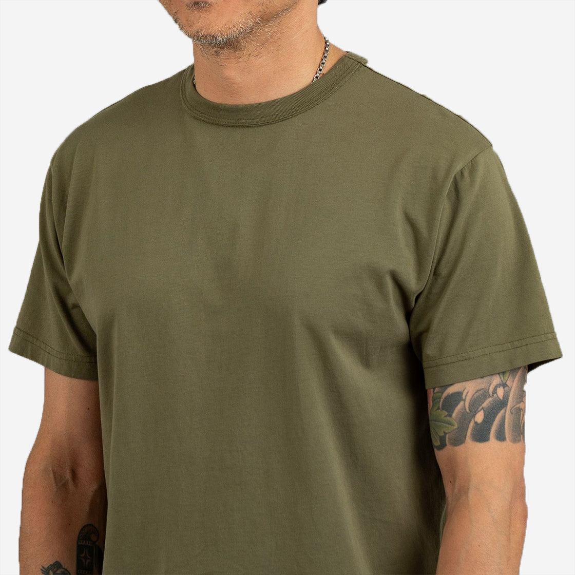 Garment Dyed Pima Cotton Plain T-Shirt - Military Green