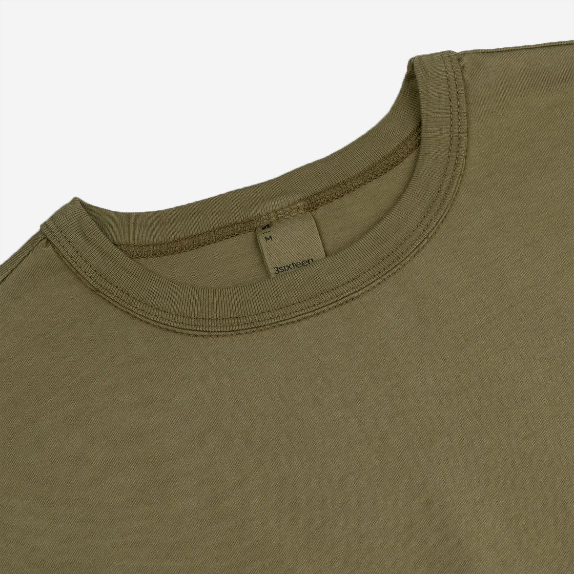 Garment Dyed Pima Cotton Plain T-Shirt - Military Green