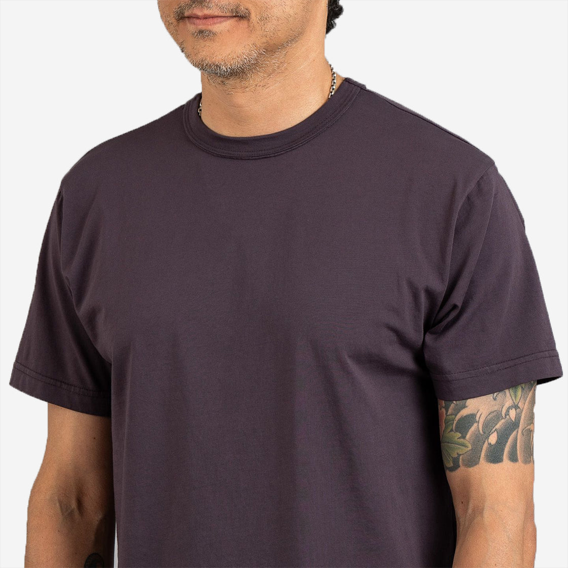 Garment Dyed Pima Cotton Plain T-Shirt - Plum