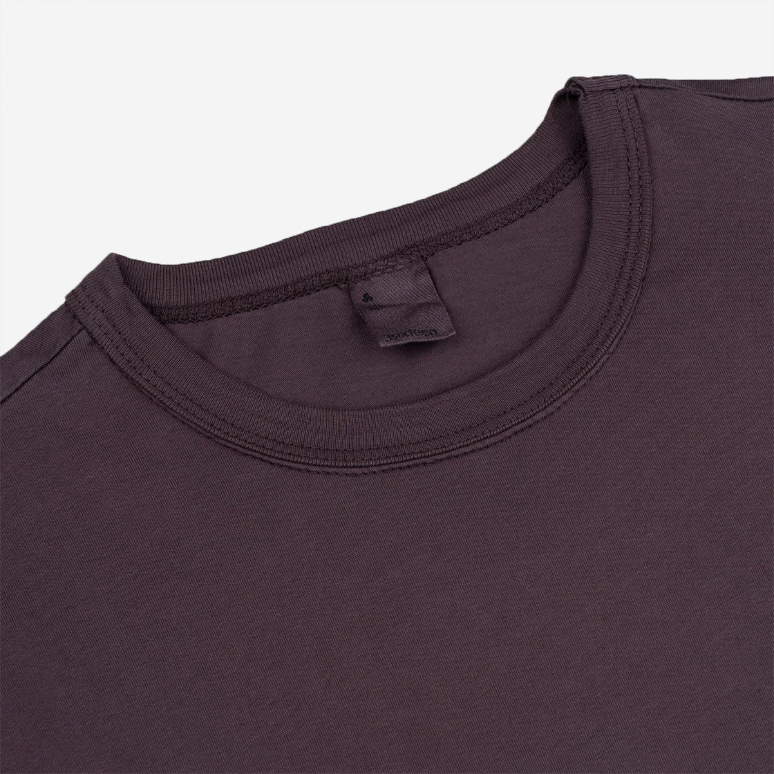 Garment Dyed Pima Cotton Plain T-Shirt - Plum