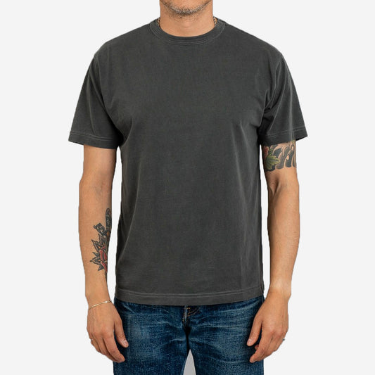 Garment Dyed Pima Cotton Plain T-Shirt - Smoke