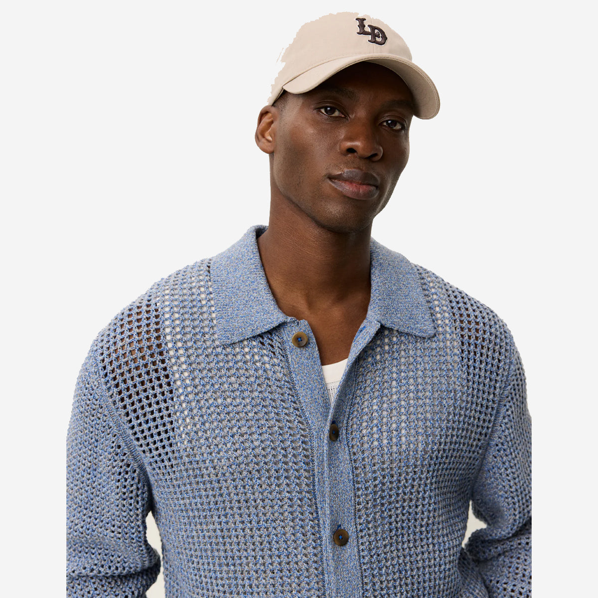 Gerald L/S Knitted Shirt - Dark Denim Blue