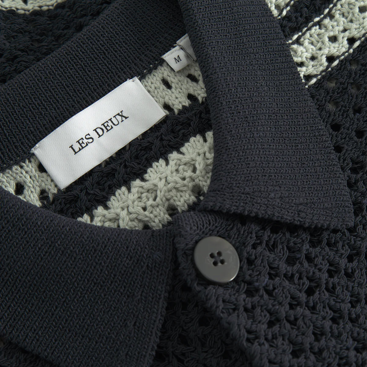 Gianni Knitted Stripe S/S Shirt - Dark Navy
