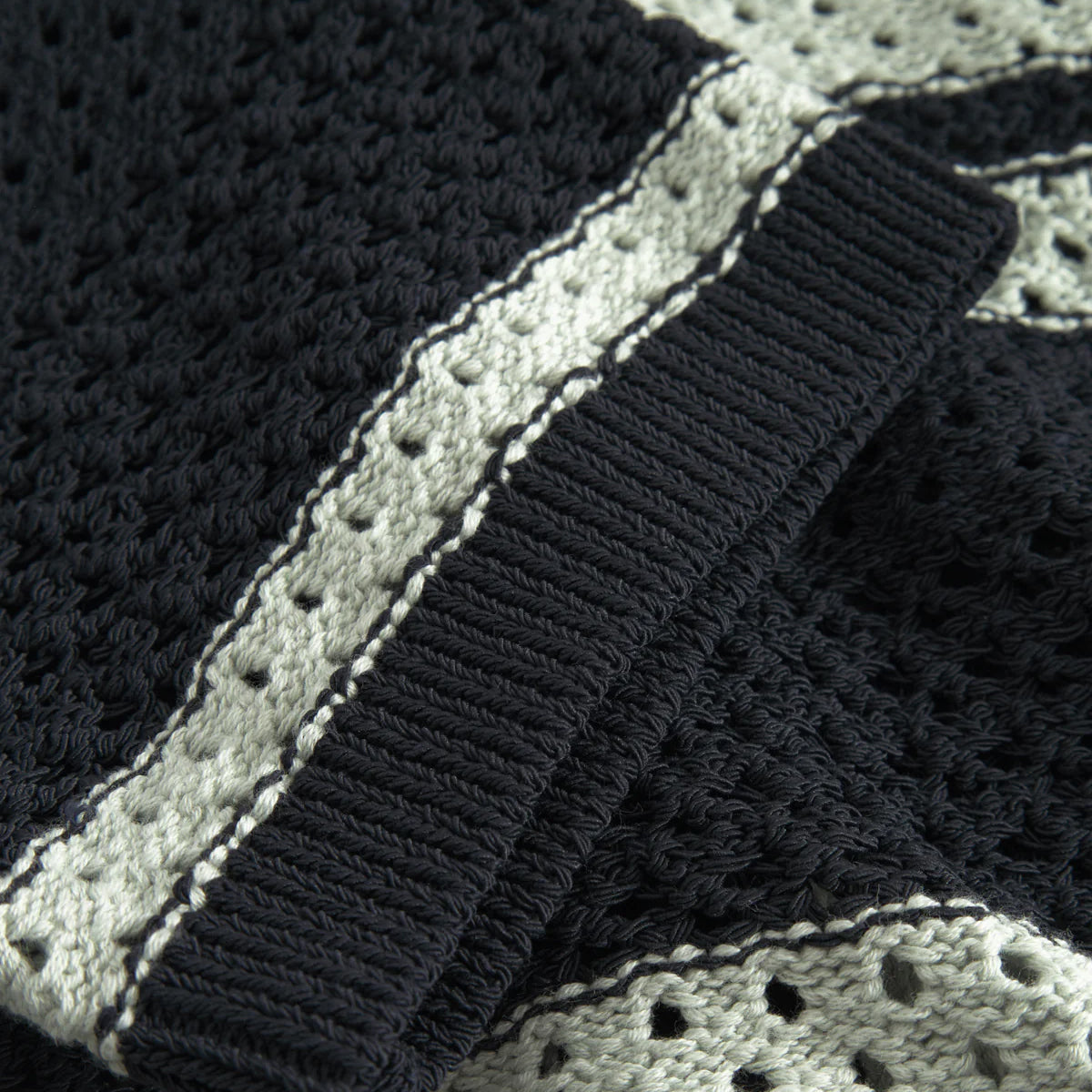 Gianni Knitted Stripe S/S Shirt - Dark Navy