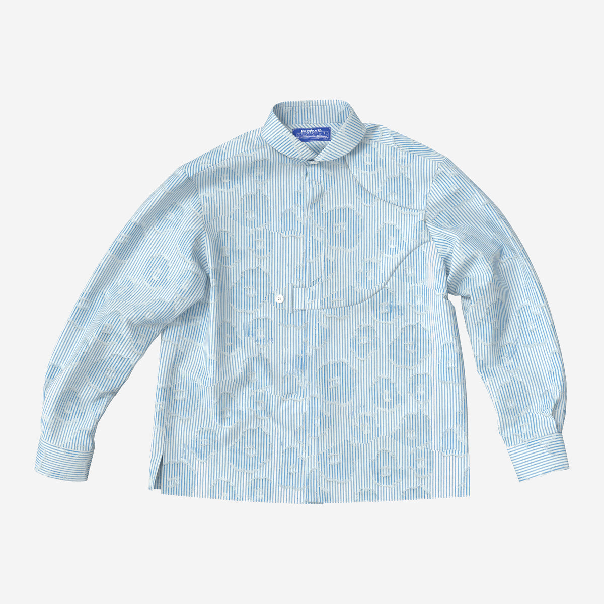 Gonia Striped Floral Jacquard Shirt - Blue